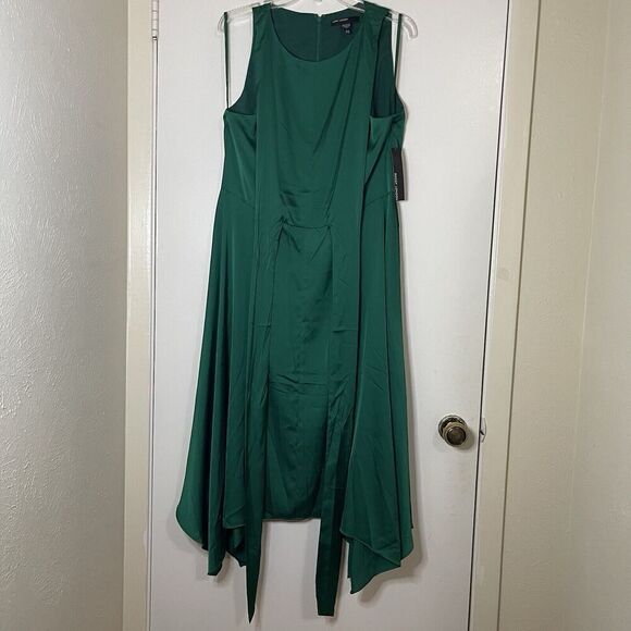 NEW! Maggy London Emerald Green sleeveless midi wrap a line dress US 16 - Picture 6 of 7